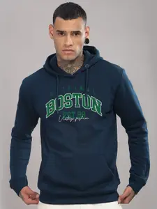 ADRO Men Typography Printed Hood Cotton Pullover Ribbed Sweatshirt