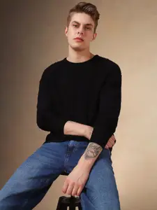 Dennis Lingo Men Round neck Cable Knit Pullover Sweater