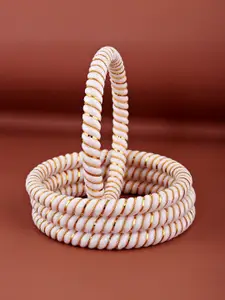 LUCKY JEWELLERY Set Of 4 Gold-Plated Textured Bangles