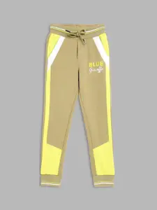 Blue Giraffe Boys Colourblocked Mid-Rise Cotton Joggers