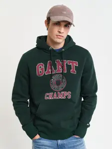 GANT Men Typography Printed Hood Cotton Pullover Ribbed Sweatshirt