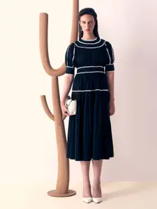 Vero Moda Women Puff Sleeves Fit & Flare Midi Dress