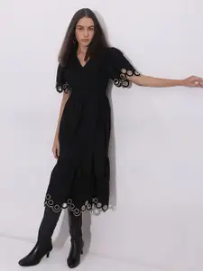 Vero Moda Women Flutter Sleeve Fit & Flare Midi Dress