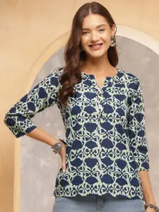 Anouk Rustic Women Floral Printed Round Neck Cotton Top