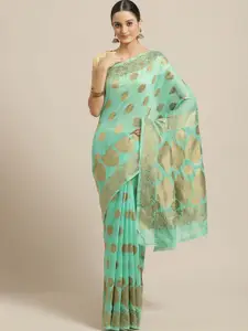 KALINI Floral Woven Design Zari Banarasi Saree