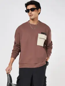 Street 808 by Pantaloons Men Solid Round Neck Cotton Pullover Sweatshirt