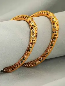 The Pari Set Of 2 Gold-Plated Stone Studded Bangles