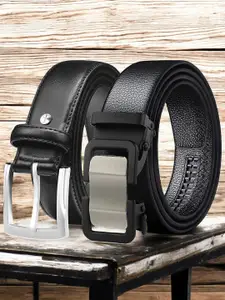 The Roadster Lifestyle Co. Pack Of 2 Men Tang & Slider Buckle Closure Formal Belts