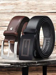 The Roadster Lifestyle Co. Set Of 2 Men Textured Formal Belts