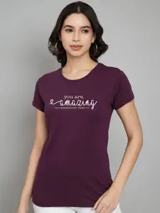 Trend Level Women Pack Of 2 Typography Printed Round Neck Cotton T-shirts