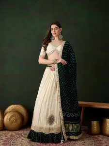 SHRINGARINI Ready to Wear Cotton V-Neck Lehenga & Unstitched Blouse With Dupatta