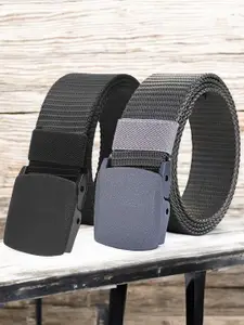 The Roadster Lifestyle Co. Men Pack Of 2 Casual Textured Belts