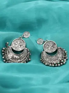 VAGHBHATT Silver-Plated Artificial Stones Studded Classic Drop Earrings