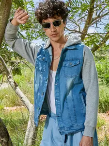 Campus Sutra Men Colourblocked Lightweight Denim Jacket