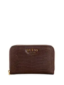 GUESS Women Geometric Textured PU Zip Around Wallet