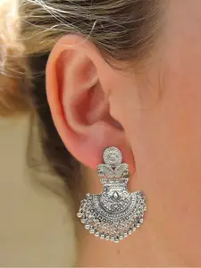 KRENOZ Silver-Plated Oxidised Classic Drop Earrings