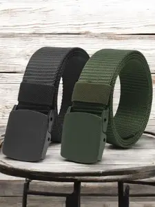 The Roadster Lifestyle Co. Men Pack Of 2 Casual Textured Belts