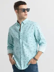 Snitch Men New Button-Down Collar Floral Printed Cotton Slim Fit Casual Shirt