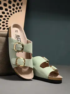 AfroJack Women Open Toe Flats with Buckles