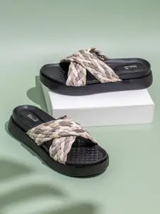 Inc 5 Women Textured Slip-On Open Toe Flats