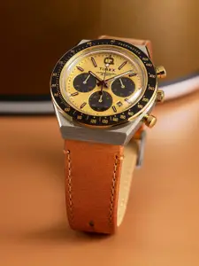 Timex Men Embellished Dial & Leather Straps Analogue Watch TW2W64400UJ
