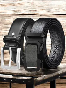 The Roadster Lifestyle Co. Set Of 2 Men Textured Formal Belts