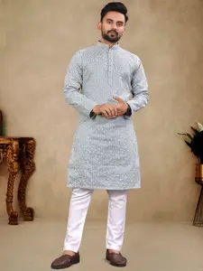 Zurika Fashion Men Chikankari Embroidered Straight Kurta