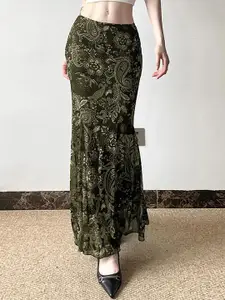 StyleCast x Revolte Printed Flared Maxi Skirt