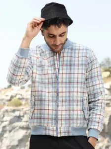 Campus Sutra Men Checked Lightweight Biker Jacket