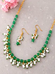 DASTOOR Beaded Studded Necklace & Earrings