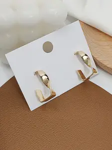 KRENOZ Gold-Plated Geometric Half Hoop Earrings