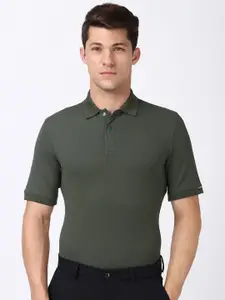 Peter England Men Solid Polo Collar Cotton T-shirt