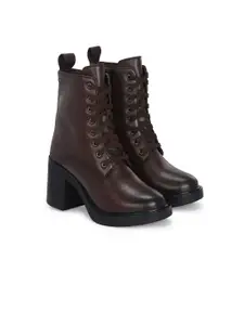 Delize Women Casual Block Heeled High-Top Regular Boots