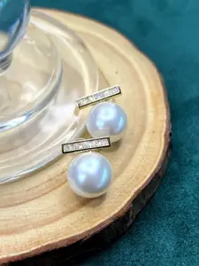 VAGHBHATT Gold Plated Pearl Beaded Classic Stud Earrings