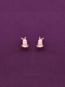 KAI JEWEL 925 Sterling Silver Rose Gold-Plated Contemporary Studs Earrings