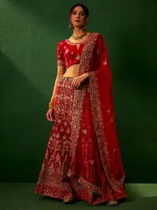 Maroosh Embellished Thread Work Unstitched Lehenga & Blouse With Dupatta