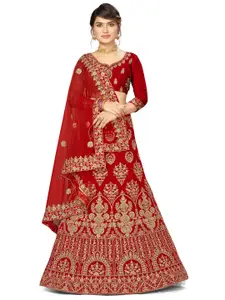 Maroosh Embroidered Thread Work Unstitched Lehenga & Blouse With Dupatta