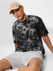 The Souled Store Men Dyed Round Neck Cotton Oversized T-shirt