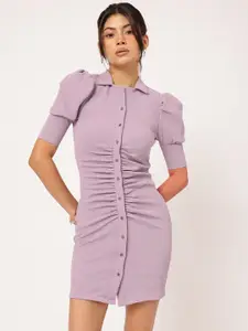 DressBerry Ruched Mini Shirt Dress