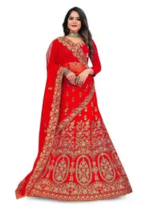 Maroosh Embellished Thread Work Unstitched Lehenga & Blouse With Dupatta