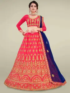 Maroosh Women Embroidered Thread Work Unstitched Lehenga & Blouse With Dupatta