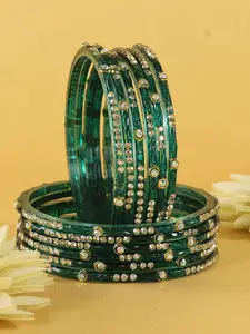LAVAZZA Set Of 12 Golden Zircon Diamond And Beaded Glass Bangles