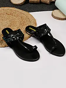 Anouk Women Textured Ethnic Open Toe Flats