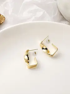 KRENOZ Gold-Plated Stainless Steel Geometric Twisted Half Hoop Earrings