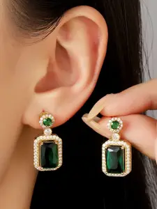 SALTY Stainless Steel Contemporary Stone Studded Tasselled Drop Earrings