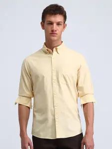 Flying Machine Men Button-Down Collar Solid Cotton Casual Shirt