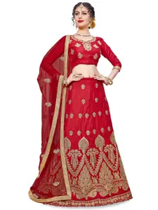 Maroosh Embroidered Thread Work Unstitched Lehenga & Blouse With Dupatta