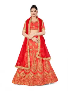 Maroosh Embellished Thread Work Unstitched Lehenga & Blouse With Dupatta