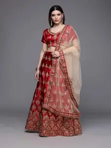 Maroosh Embellished Beads and Stones Unstitched Lehenga & Blouse With Dupatta