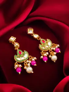 aadita Gold-Plated Classic Kundan and AD Studded Drop Earrings